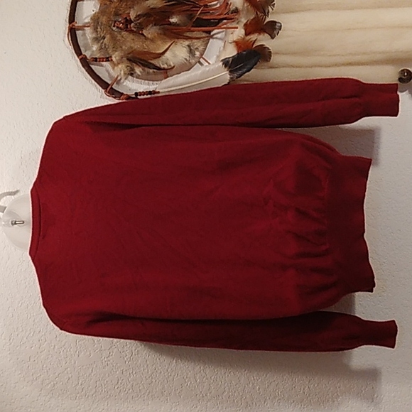 EL DAWS VINTAGE 100% CASHMERE BURGANDY V NECK SWEATER - Picture 5 of 6